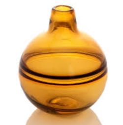 71 X BRAND NEW HESTIA ROUND AMBER COLOURED GLASS VASE - SMALL