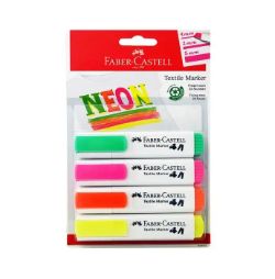 50 X BRAND NEW FABER CASTELL TEXTILE MARKERS NEON SET OF 4