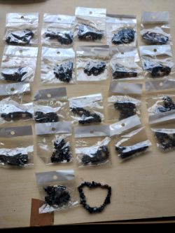 SNOWFLAKE OBSIDIAN BUDDHA WOOD/ CHIP - BRACELETS - NEW IN ORIGINAL PACKAGING - JOBLOT OF 22