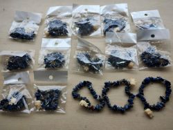 LAPIS CHIP STONE ELEPHANT BRACELET - NEW IN ORIGINAL PACKAGING - JOBLOT OF 15