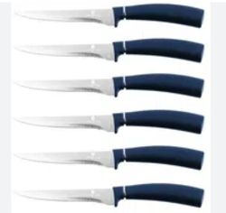 65 X NEW 6 PC STEAK KNIFE SET, AQUAMARINE