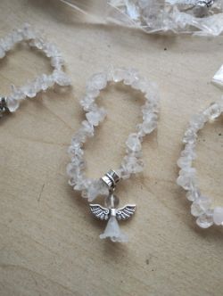 CLEAR QUARTZ - ANGELS CHIP CRYSTAL BRACELETS - NEW IN ORIGINAL PACKAGING - JOBLOT OF 37