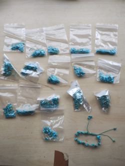 BLUE TURQUOISE ADJUSTABLE EYE CHIP CHRYSTAL BRACELETS- NEW IN ORIGINAL PACKAGING - JOBLOT OF 17