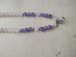 ROSE QUARTZ+ AMETHYST - GEMSTONE CHRYSTAL LONG BEADED NECKLACE - JOBLOT OF 10