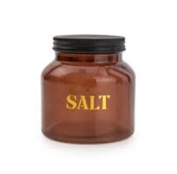 115 X NEW 11.5CM GLASS STORAGE JAR 'SALT' - AMBER