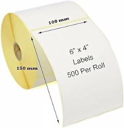 4X6 DIRECT THERMAL PRINTER LABELS 10 ROLLS 100MM X 150MM [5000 LABELS] WHITE