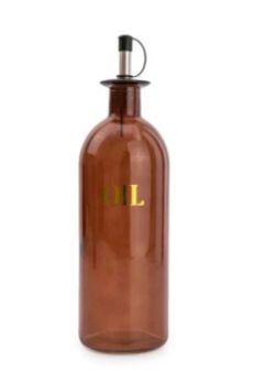 155 X NEW 20CM GLASS STORAGE BOTTLE 'OIL' - AMBER