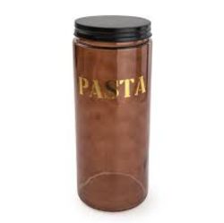 120 X NEW 27.5CM GLASS STORAGE JAR 'PASTA' - AMBER