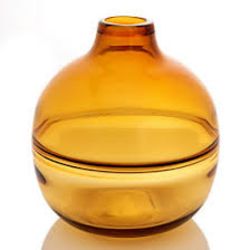 170 X BRAND NEW HESTIA ROUND AMBER COLOURED GLASS VASE - LARGE