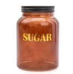175 X NEW15.5CM GLASS SUGAR JAR VINTAGE AMBER GLD