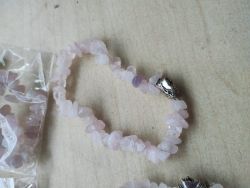ROSE QUARTZ BUDDHA CHIP STONE BRACELETS - NEW IN ORIGINAL PACKAGING - JOBLOT OF 12