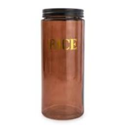 150 X NEW 27.5CM GLASS STORAGE JAR 'RICE' - AMBER