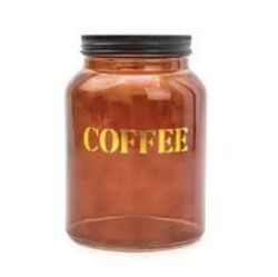 250 X NEWE 15.5CM GLSS COFFEE JAR VINTAGE AMBER GLD