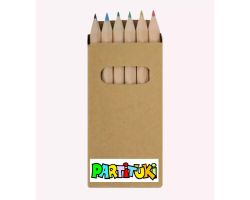 100X MINI COLOURING PENCIL SETS – 6 NON-TOXIC PENCILS IN KRAFT BOX – PARTY FAVOURS
