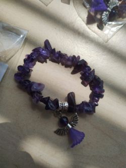 AMETHYST - ANGELS CHIP CRYSTAL BRACELETS - NEW IN ORIGINAL PACKAGING - JOBLOT OF 10