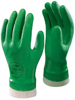 JOBLOT OF 80 PAIRS GLOVES SHOWA 600 PVC GRN KNITWRIST GLOVES S