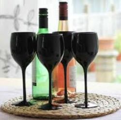 45X BLACK WINE GLASSES SET 4