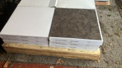 NO VAT! - 20 BOXES (83M2) DARK STONE EFFECT LVT TILES 457 X 457 (4.18M2/BOX) - RRP £25M2!