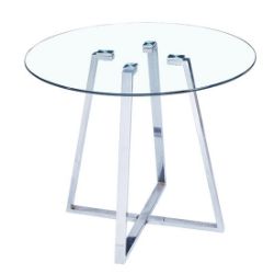 ROUND CLEAR GLASS TOP DINING TABLE - MELITO