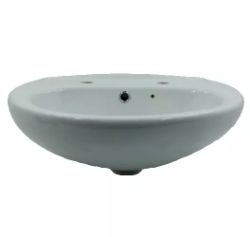 3 X BATHROOM SINK 550MM 55W X 44L X 21H GEORGIA PLUS 2 TAP HOLE 352483WH