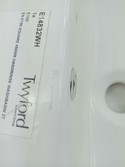 SINK BASIN 450 MM TWYFORD E100 HANDRINSE BASIN 450MM X 360MM 1 TAP E14832WH