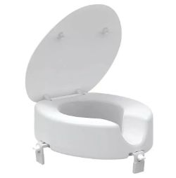 RAISED TOILET SEAT ELDERLY WHITE STANDARD CLOSE DISABLED 100 MM EVEKARE