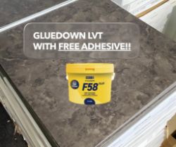 20 BOXES (83M2) DARK STONE EFFECT LVT TILES 457 X 457 (4.18M2/BOX) + FREE ADHESIVE! - RRP £2090.00