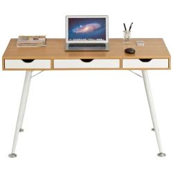 8 X DESK OFFICE COMPUTER PC GAMING OAK AND WHITE RETRO COLEY 115 X 55 X 76 CM