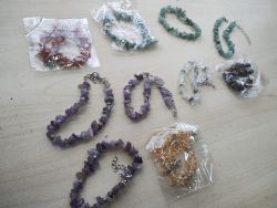 MIXED - CRYSTAL CHIP SS 6 BEAD BRACELET JOB LOT OF 10 - BRAND NEW