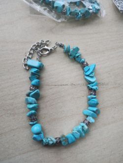 BLUE HOWLITE - CRYSTAL CHIP SS 6 BEAD BRACELET JOB LOT OF 9 - BRAND NEW
