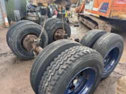 2 X ROR AXLES WITH DRUM BRAKES AND 11R 22.5 WHEELS & TYRES
