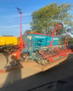 SULKY DRILL WITH MASCHIO POWER HARROW COMBINATION AND TRAILER