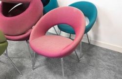 RED ARTIFORT NINA CHAIRS UPHOLSTERED WITH METAL LEGS