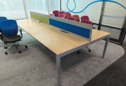 USED 1600MM 4-PERSON BACK-TO-BACK BENCH DESKS