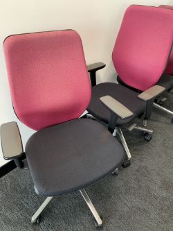RED ORANGEBOX JOY OHA OPERATOR CHAIRS WITH SQUARED BACKS