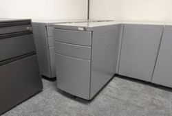 USED BOW-FRONTED 2-DRAWER SLIM GREY PEDESTAL