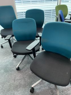TEAL ORANGEBOX JOY OHA OPERATOR CHAIRS WITH SQUARED BACKS