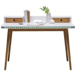 WOODEN LAPTOP DESK IN MATT WHITE AND OAK WITH LED