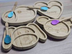40 X CHILDREN'S BAMBOO DINNER PLATE WITH SECURE SUCTION BASE RRP £14.99 EACH