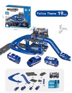 TRACK PARKING TOYS BUILDING CITY POLICE CAR PARKING LOT SET ASSEMBLE DIY GIFT
