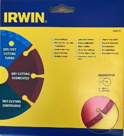 1405 X IRWIN SEGMENTED DRY CUT DIAMOND BLADE 180MM X 22.2MM