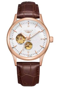 LONGLUX AUTOMATIC WATCH ELEGANT STYLE MECHANICAL WRISTWATCHES SKELETON ROME WATERPROOF MENS WATCH
