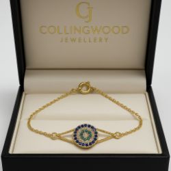18CT YELLOW GOLD CUBIC ZIRCONIA BRACELET 7