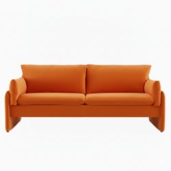 1X BRAND NEW ORANGE VELVET FABRIC 2 SEATER SOFAS
