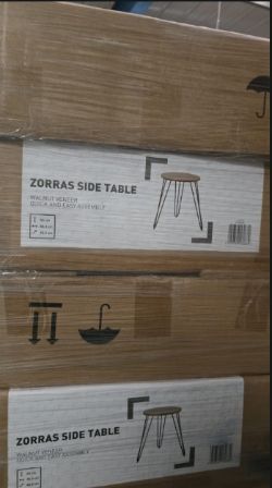 30X BRAND NEW ZORRAS MATT WALNUT EFFECT SIDE TABLE (H)50CM (W)48.3CM (D)48.3CM