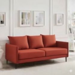 1X BRAND NEW ORANGE FABRIC 3 SEATER SOFAS