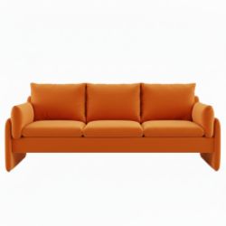 1X BRAND NEW ORANGE VELVET FABRIC 3 SEATER SOFAS