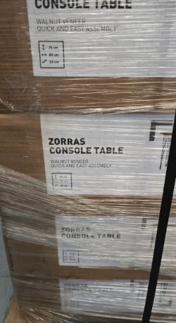 20 X BRAND NEW ZORRAS MATT WALNUT EFFECT CONSOLE TABLE (H)75CM (W)80CM (D)35CM