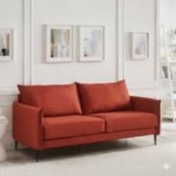1X BRAND NEW ORANGE FABRIC 2 SEATER SOFAS