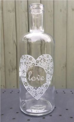 330X GLASS DECORATIVE LOVE BOTTLE WITH A HEART IDEAL FOR CREATIVE DISPLAYS/FLOWERS